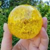 Yellow Crackle Glass Ball, Citrine Crystal Ball, 80mm wholesale glass balls