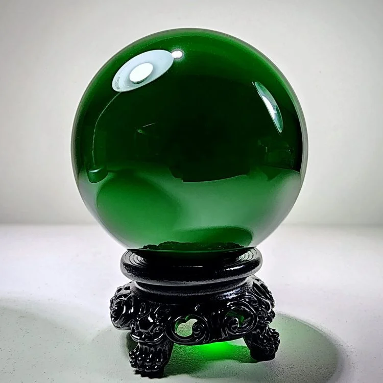 80mm Green Glass Ball, Dark Green Crystal Ball, Gothic Decor