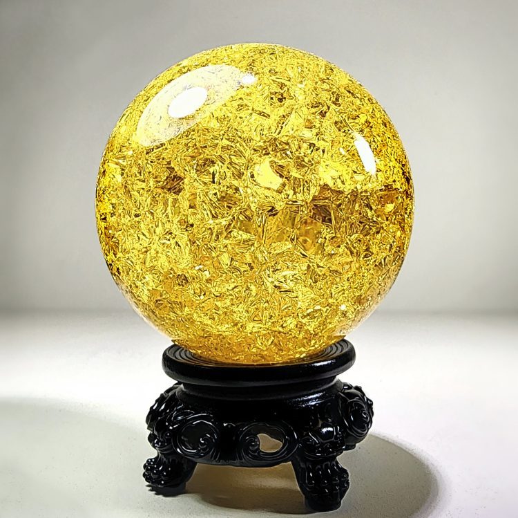 Wholesale Crystal Balls, Wholesale Glass Balls, Yellow Crackle Glass Ball, Citrine Sphere