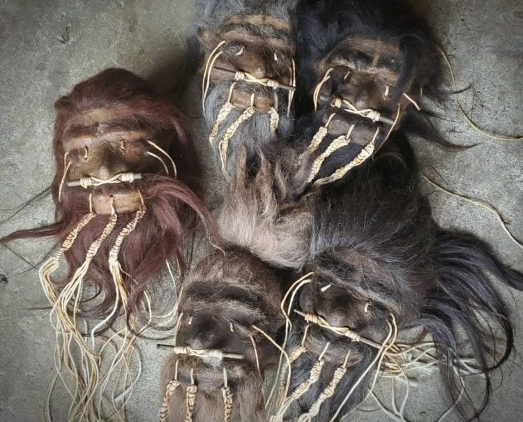 Real shrunken head for sale, Leather, Tsantsa, Oddity Decor, Tikki Decor