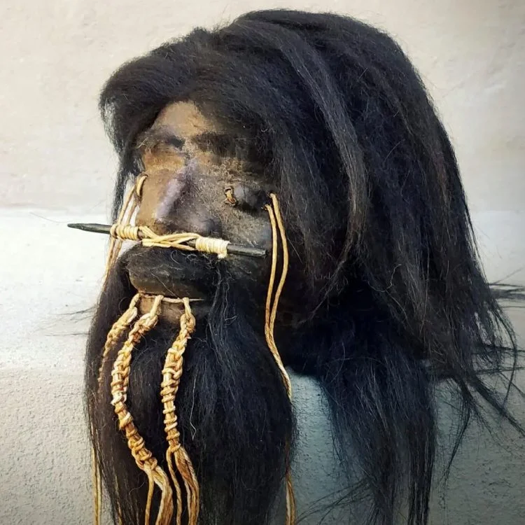 Real shrunken head for sale, Leather, Tsantsa, Oddity Decor, Tikki Decor