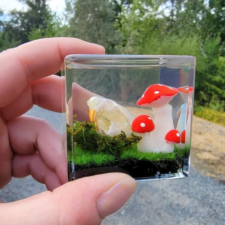 Mushroom Skull, Real Rat Skull, Goblincore Diorama