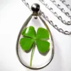 Real Preserved Four Leaf Clover, Lucky Charm, Specimen in Resin, Clover Jewelry